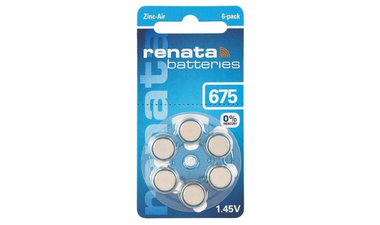 Батарейка часовая для слуховых аппаратов Renata ZA675/6BL Батарейка часовая для слуховых аппаратов Renata ZA675/6BL
