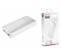 Универсальный дополнительный аккумулятор Power Bank XO PR183, 20000 mAh, 2,1A вх/вых, дисплей, белый 