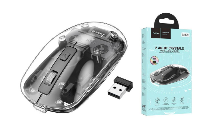 Мышь беспроводная HOCO GM29 Mysterious dual-mode silent wireless mouse (USB, 2.4ГГц+ВТ, 10м) ( темная полночь ) Мышь беспроводная HOCO GM29 Mysterious dual-mode silent wireless mouse (USB, 2.4ГГц+ВТ, 10м) ( темная полночь )