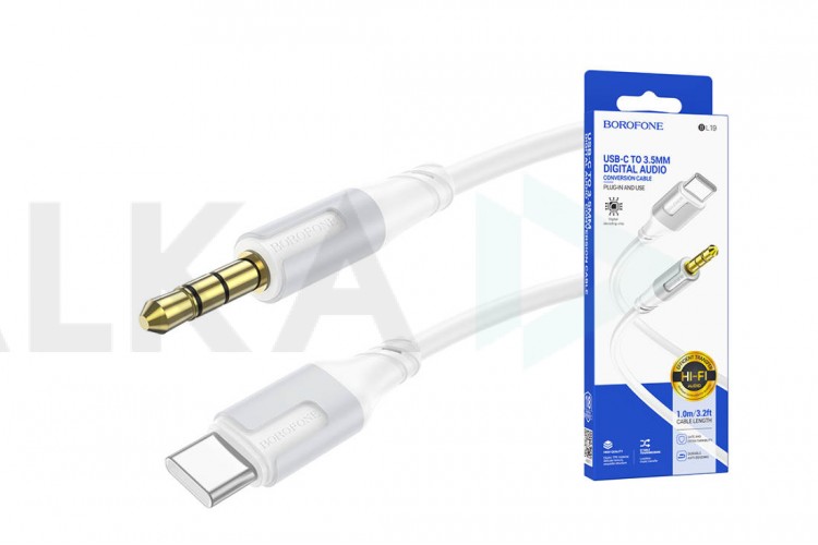 Кабель аудио BOROFONE BL19 (штекер Type-C - штекер AUX) Digital audio conversion cable (белый)