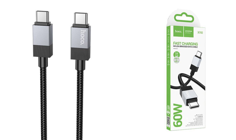 Кабель USB Type-C - USB Type-C HOCO X110 PD60W (черный) 1м Кабель USB Type-C - USB Type-C HOCO X110 PD60W (черный) 1м