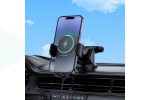 Держатель автомобильный для телефона BOROFONE BH222 Leading push-type wireless fast charging черный металл