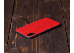 Чехол для iPhone X задняя часть под кожу (красный)