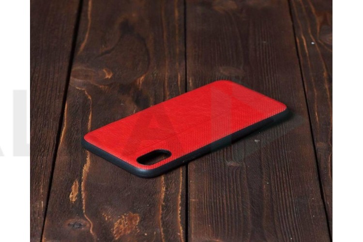 Чехол для iPhone X задняя часть под кожу (красный)
