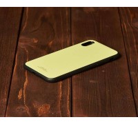 Чехол стеклянный iPhone X (желтый)