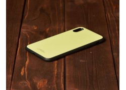 Чехол стеклянный iPhone X (желтый)