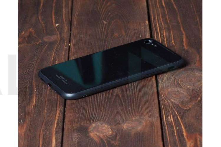 Чехол стеклянный iPhone 7+/8+ (черный)
