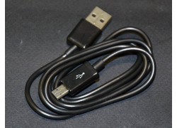 Кабель USB - MicroUSB удлиненный штекер (черный) 1м