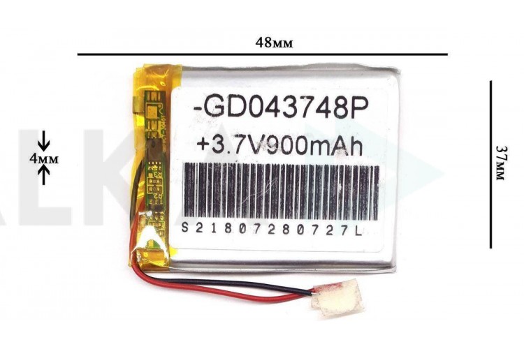 Универсальный аккумулятор 48x37x4 3.7V 900mAh (403748P)