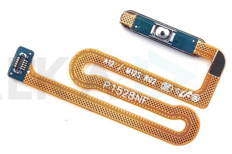 Шлейф для Samsung A125F/ A127F/ M127F Galaxy A12/ A12 Nacho/ M12 с кнопкой включения + сканер отпечатка пальца (синий)