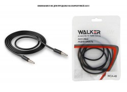 Кабель аудио AUX WALKER 3,5мм A-A WCA-049 четырехконтактный 1 м (в пакете), черный
