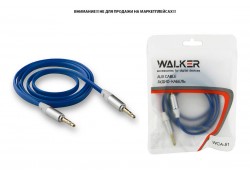 Кабель аудио AUX WALKER 3,5мм A-A WCA-051 плоский, четырехконтактный 1 м (в пакете), синий