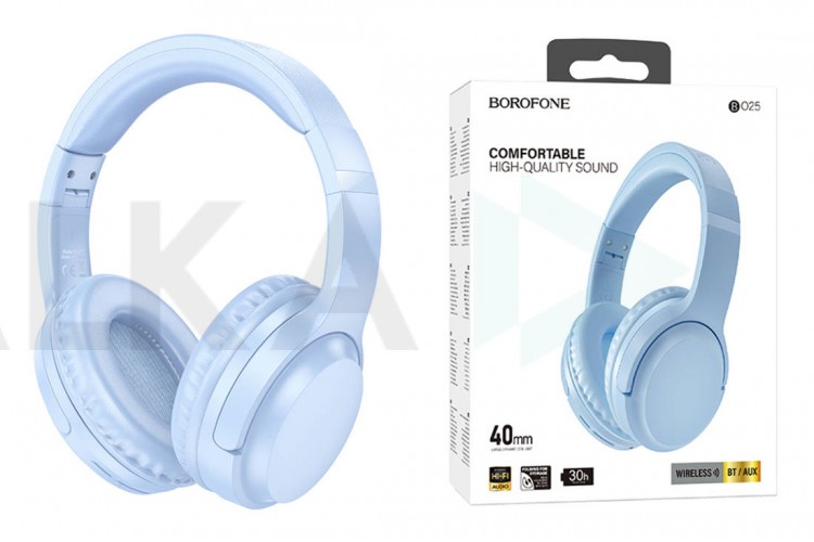 Наушники мониторные беспроводные BOROFONE BO25 Rhyme wireless headset Bluetooth (синий)