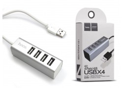 USB2.0 HUB HOCO HB1 на 4 порта (серебро)