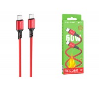 Кабель USB Type-C - USB Type-C BOROFONE BX83, PD60W (красный) 1м силиконовый