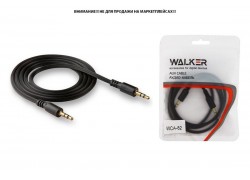 Кабель аудио AUX WALKER 3,5мм A-A WCA-082 рифленый 1 м (в пакете), черный