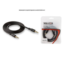 Кабель аудио AUX WALKER 3,5мм A-A WCA-082 рифленый 1 м (в пакете), черный