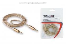 Кабель аудио AUX WALKER 3,5мм A-A WCA-174 в матерчатой обмотке 1 м (в пакете), золотой