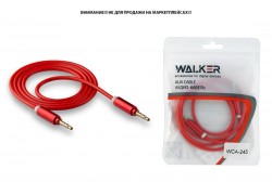 Кабель аудио AUX WALKER 3,5мм A-A WCA-245 с металл. разъемами (в пакете), красный