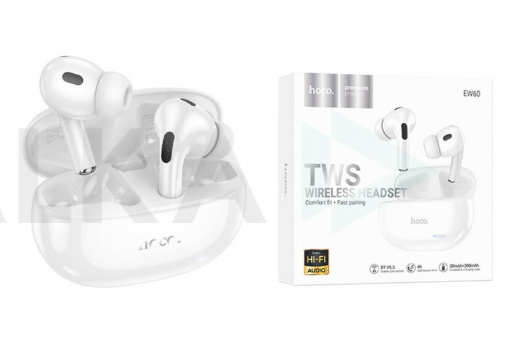 Наушники вакуумные беспроводные HOCO EW60 Plus Norman true wireless ANC BT headset (белый)