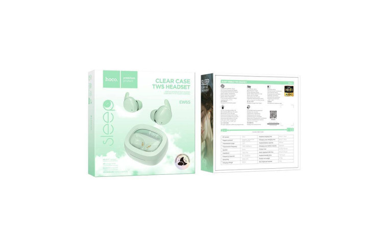 Наушники вакуумные беспроводные HOCO EW65 Shadow true wireless sleep BT headset (зеленый) Наушники вакуумные беспроводные HOCO EW65 Shadow true wireless sleep BT headset (зеленый)