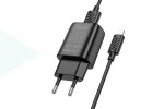 Сетевое зарядное устройство USB + кабель Lightning HOCO C134A 2400mAh (черный)