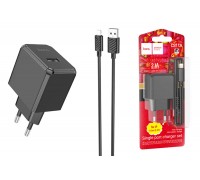 Сетевое зарядное устройство USB + кабель Lightning HOCO CS11A 2100mAh (черный)