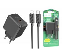 Сетевое зарядное устройство USB-C + кабель Lightning - Type-C HOCO CS15A charger PD30W  (черный)