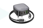 Сетевое зарядное устройство USB + USB-C + кабель Lightning - Type-C HOCO CS33A PD30W + QC3.0 (черный)