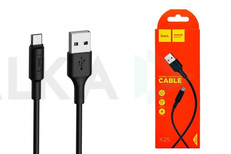 Кабель USB - MicroUSB HOCO X25 2A (черный) 1м