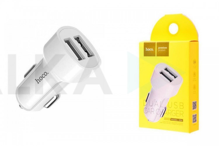 Автомобильное зарядное устройство АЗУ 2USB HOCO Z2A 2400 mAh (белый)