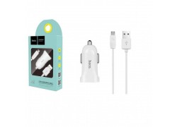 Автомобильное зарядное устройство АЗУ USB + кабель MicroUSB HOCO Z2 1500mAh (белый)