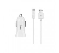 Автомобильное зарядное устройство АЗУ 2USB + кабель MicroUSB HOCO Z2A 2400mAh (белый)