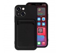 Чехол силиконовый для iPhone 14 Plus (6,7) с отделением под карту (черный)