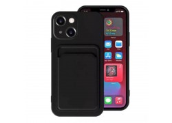 Чехол силиконовый для iPhone 14 Plus (6,7) с отделением под карту (черный)