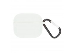 Чехол для наушников Soft-Touch AirPods 3 с карабином и нижней заглушкой (белый)