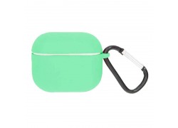 Чехол для наушников Soft-Touch AirPods 3 с карабином и нижней заглушкой (бирюзово-зеленый)