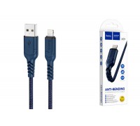 Кабель USB - Lightning HOCO X59, 2,4A (синий) 1м (в оплетке, с усиление сгиба)