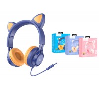 Наушники мониторные проводные HOCO W36 Cat ear kids wireless headphones Bluetooth (синий)
