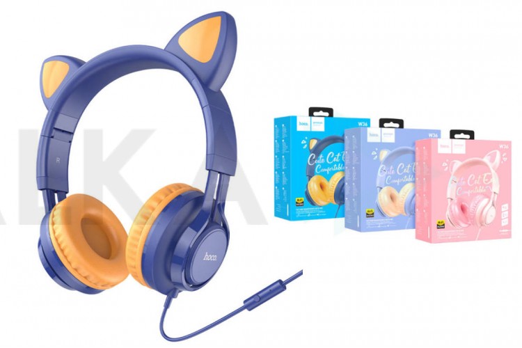 Наушники мониторные проводные HOCO W36 Cat ear kids wireless headphones Bluetooth (синий)