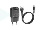 Сетевое зарядное устройство USB + кабель MicroUSB HOCO C96A 2400mAh (черный)