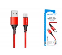Кабель USB - USB Type-C BOROFONE BX54, 2,4A (красный) 1м (в оплетке)