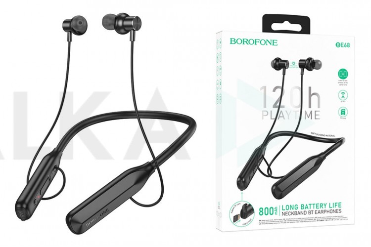 Наушники вакуумные беспроводные BOROFONE BE68 Cloud neck-mounted wireless earphones Bluetooth (черный)