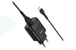 Сетевое зарядное устройство USB + кабель MicroUSB HOCO C72Q Glorius QC3.0 3000mAh (черный)