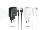 Сетевое зарядное устройство USB + кабель MicroUSB HOCO C72Q Glorius QC3.0 3000mAh (черный)