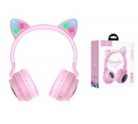 Наушники мониторные беспроводные HOCO W27 Cat ear wireless headphones Bluetooth (розовый)