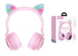 Наушники мониторные беспроводные HOCO W27 Cat ear wireless headphones Bluetooth (розовый)