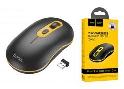 Мышь беспроводная HOCO GM21 (USB, 2.4ГГц+ВТ, 10м) (черный-желтый)