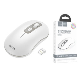 Мышь беспроводная HOCO GM21 (USB, 2.4ГГц+ВТ, 10м) (белый-серый)