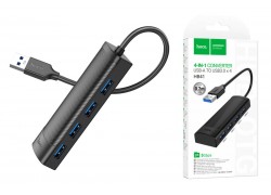 Разветвитель USB-C HUB HOCO HB41 Easy safety 4-in-1 Adapter(USB to USB3.0*4)(L=0.2M) (черный)